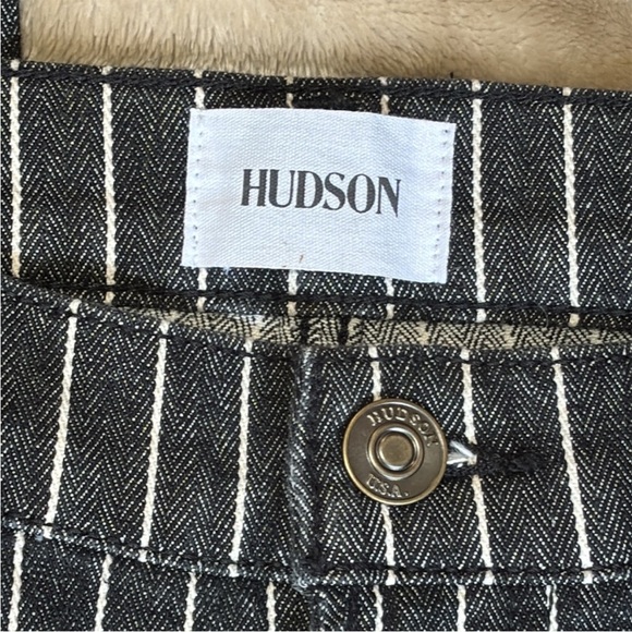 Hudson Rosalie High Rise Wide Leg Ankle Black w/ White Pinstripes Womens Size 25 - Picture 10 of 14